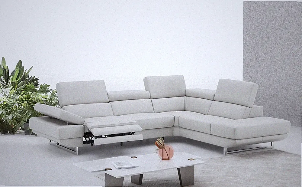 Annalaise Recliner Leather Sectional Silver Grey J&M Furniture