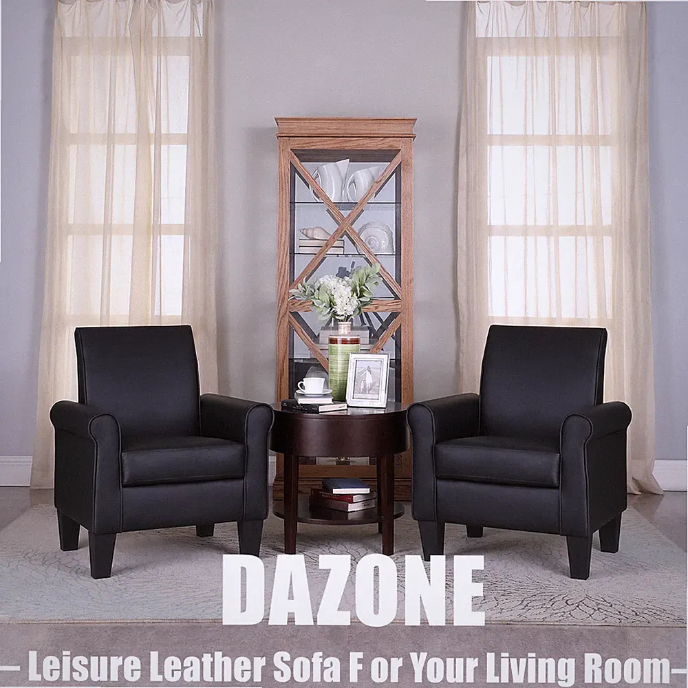 Black Modern Accent Arm Chair PU Leather Single Sofa Seat Leisure Living Room US