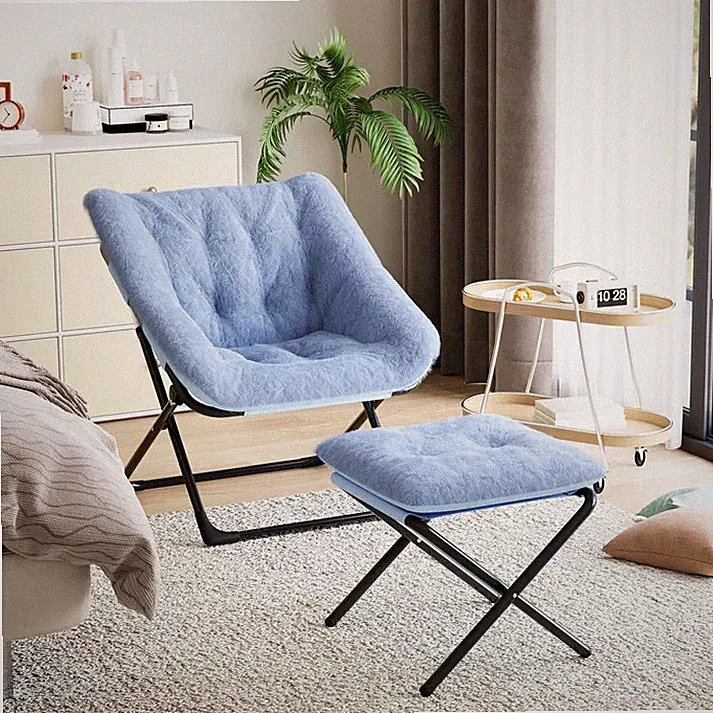 Comfy Chair Oversized Faux Fur Foldable Lounge Chair for Adults X-Large Blue