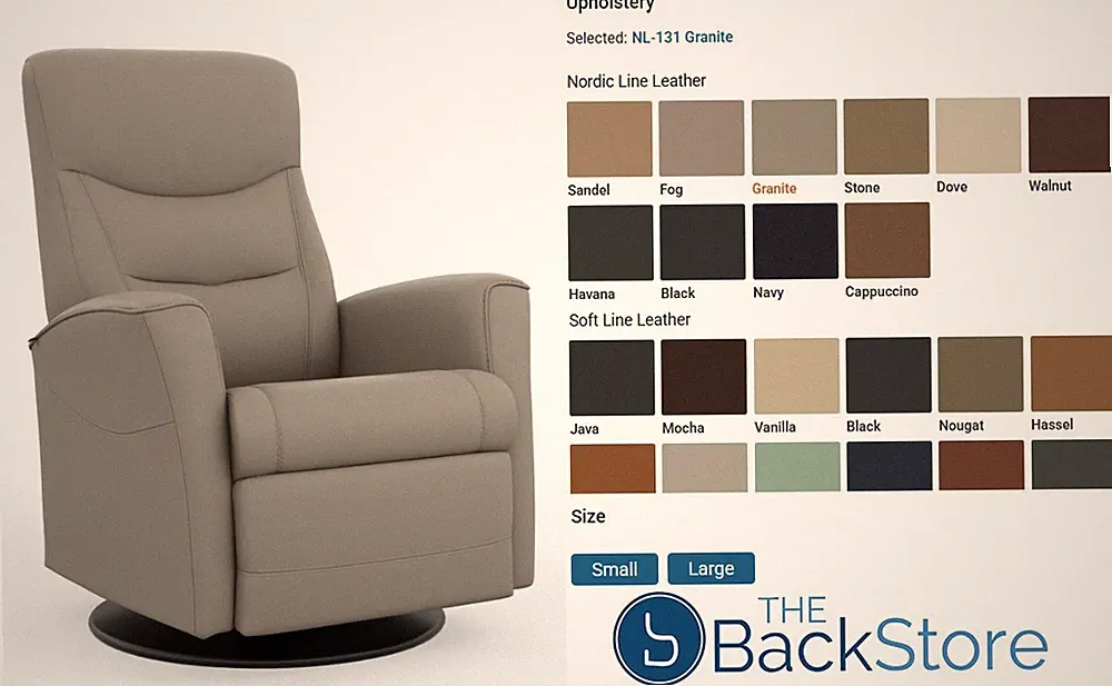 Small Fjords Oslo Swing Relaxer Power Electric Recliner Chair Granite Leather