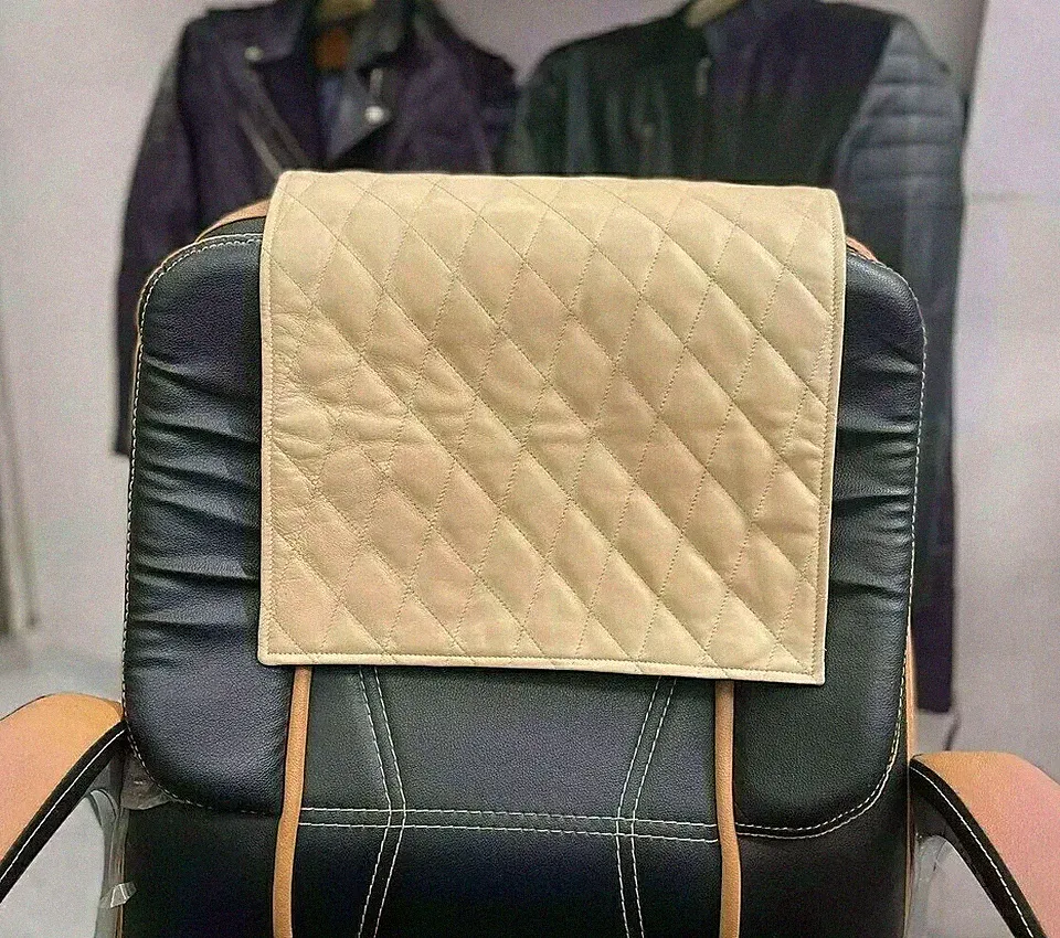 New Recliner Beige Cover Genuine Leather Headrest Furniture Slipcover Protector