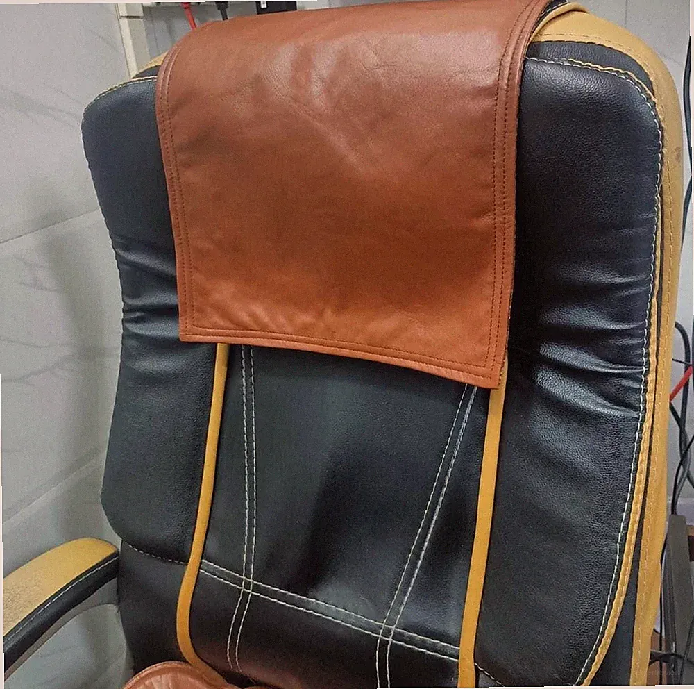 Padded Quilted Genuine Leather Recliner Headrest Cover, Furniture Protector