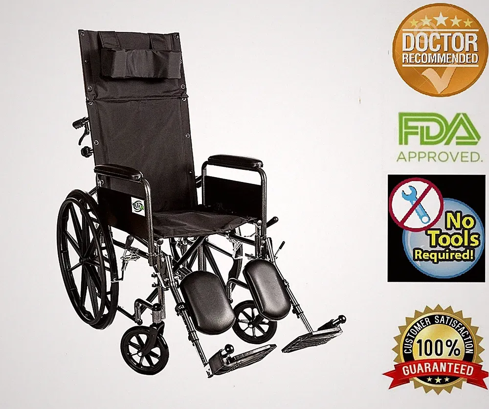 Recliner Back 18" Wheelchair Full Arm Detachable W/elevating Legrests
