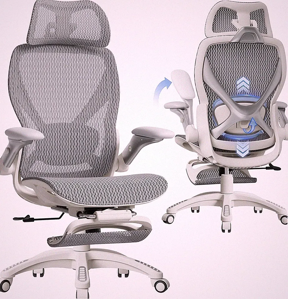 X100 Ergonomic Office Chair with Footrest & 3D Lumbar Support - Frosted Dawn